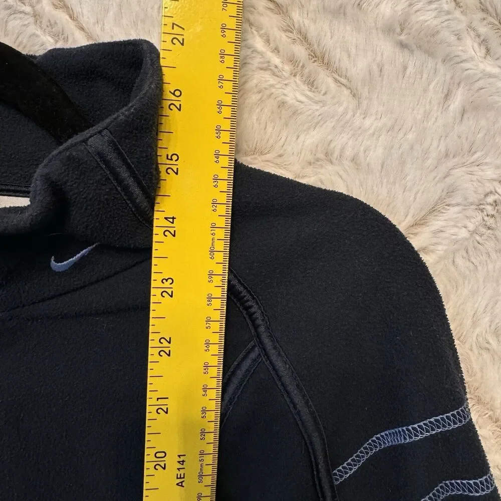 Nike Fleece Jacket Women XL Dark Blue‎ Full Zip Mock Neck Athleisure Pockets